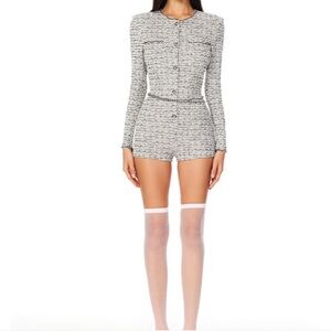 Elegant Monochrome Tweed Romper